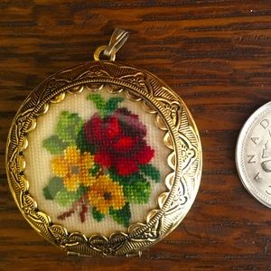 Vintage gold-tone petit point locket